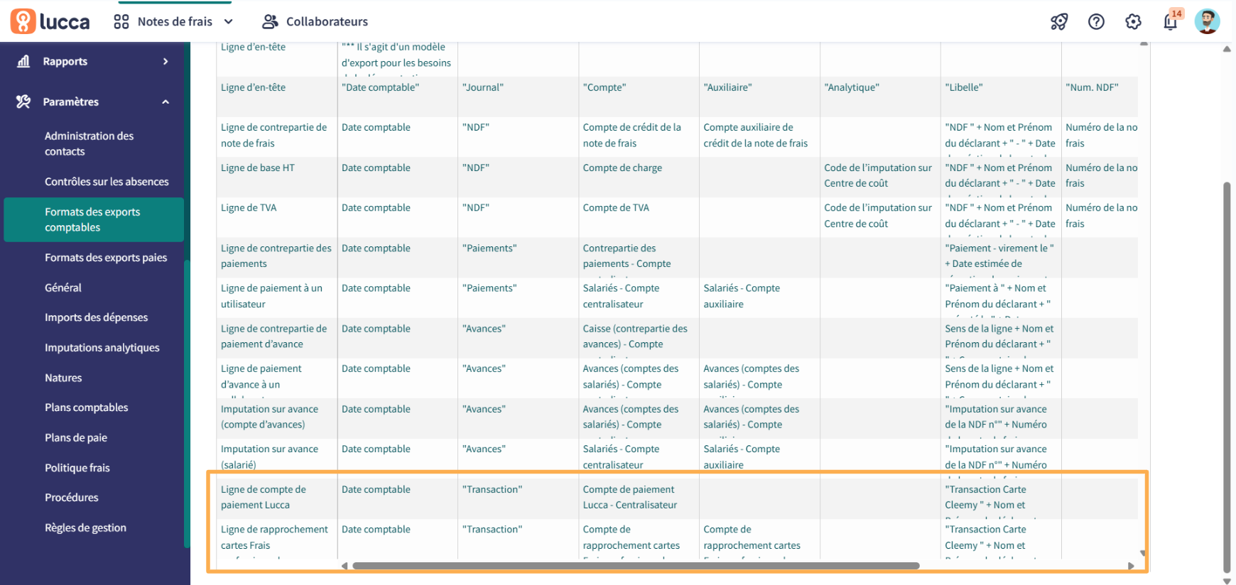 Account management for Expenses Card transactions with Lucca Expenses