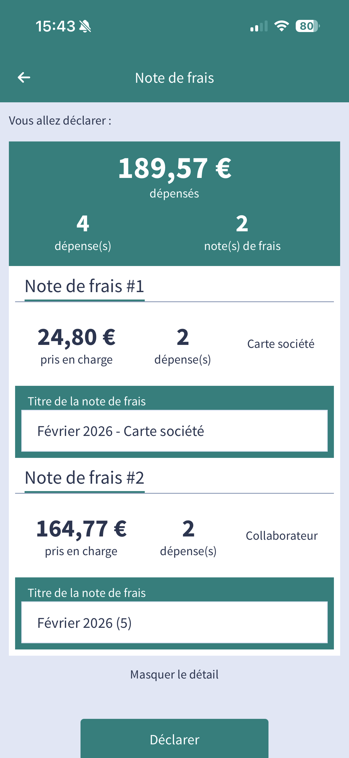 Déclarer une note de frais