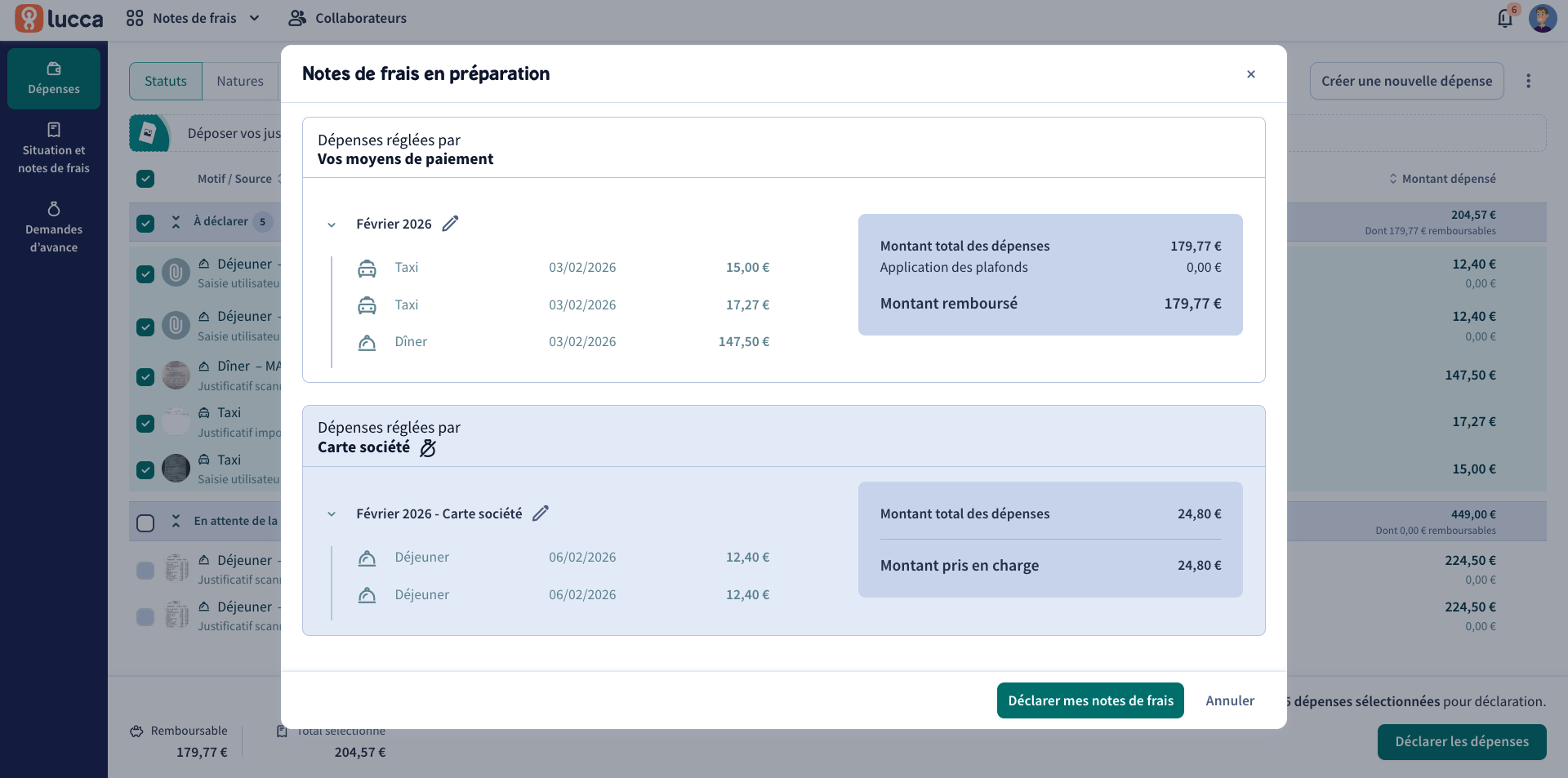 Submitting an expense report
