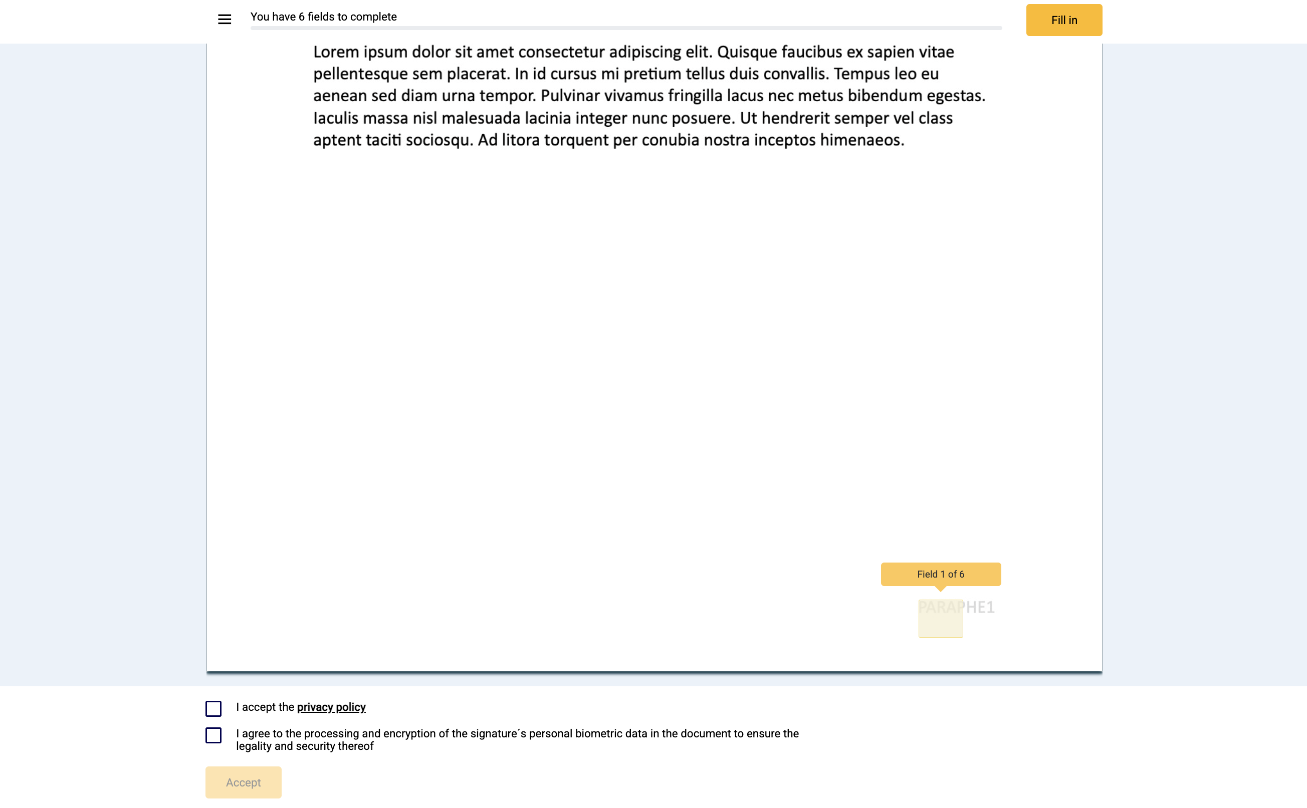 Signature tags (position of signatures, mentions, and initials)