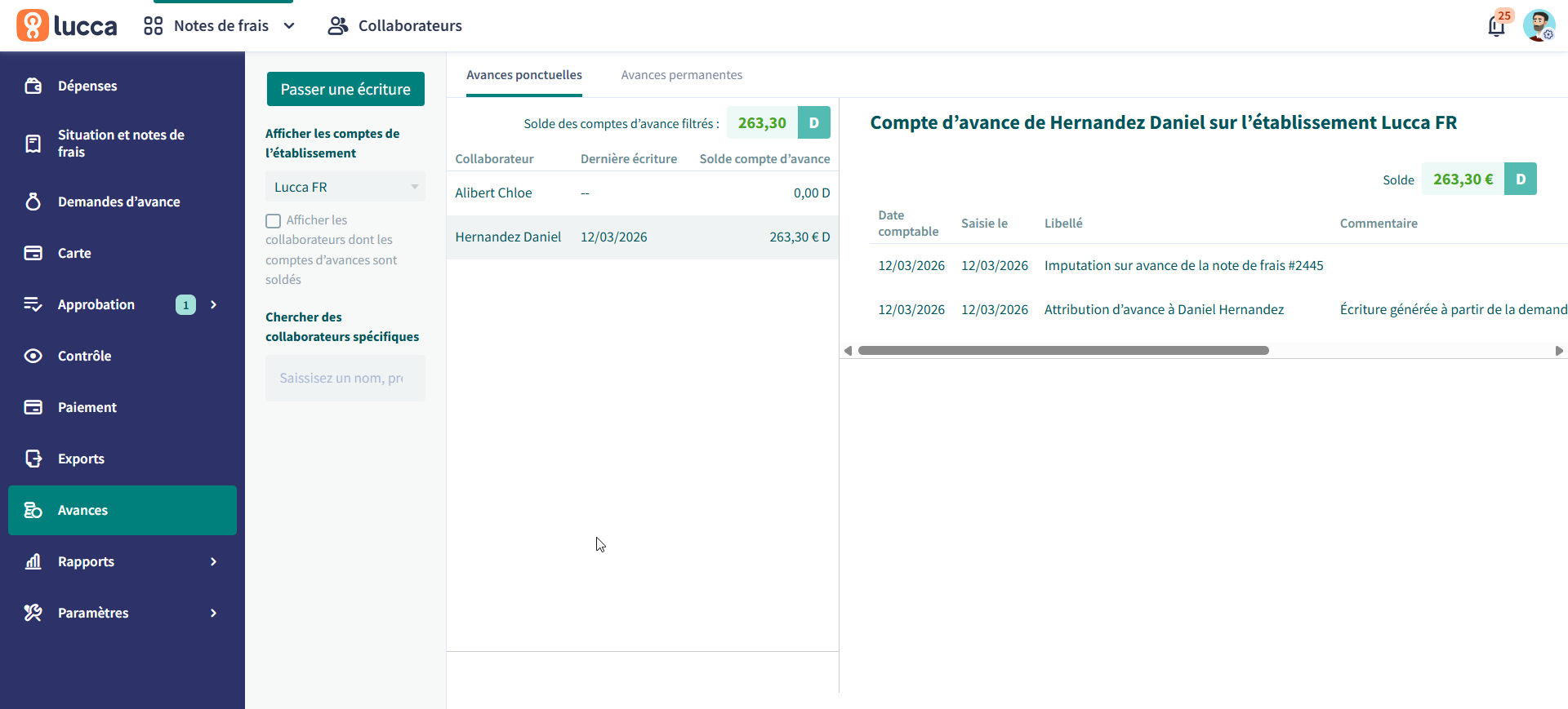 Using the Advances management module in Lucca Expenses