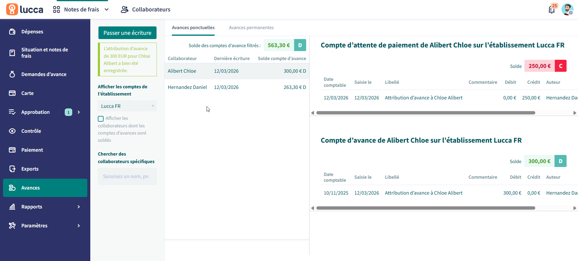 Using the Advances management module in Lucca Expenses
